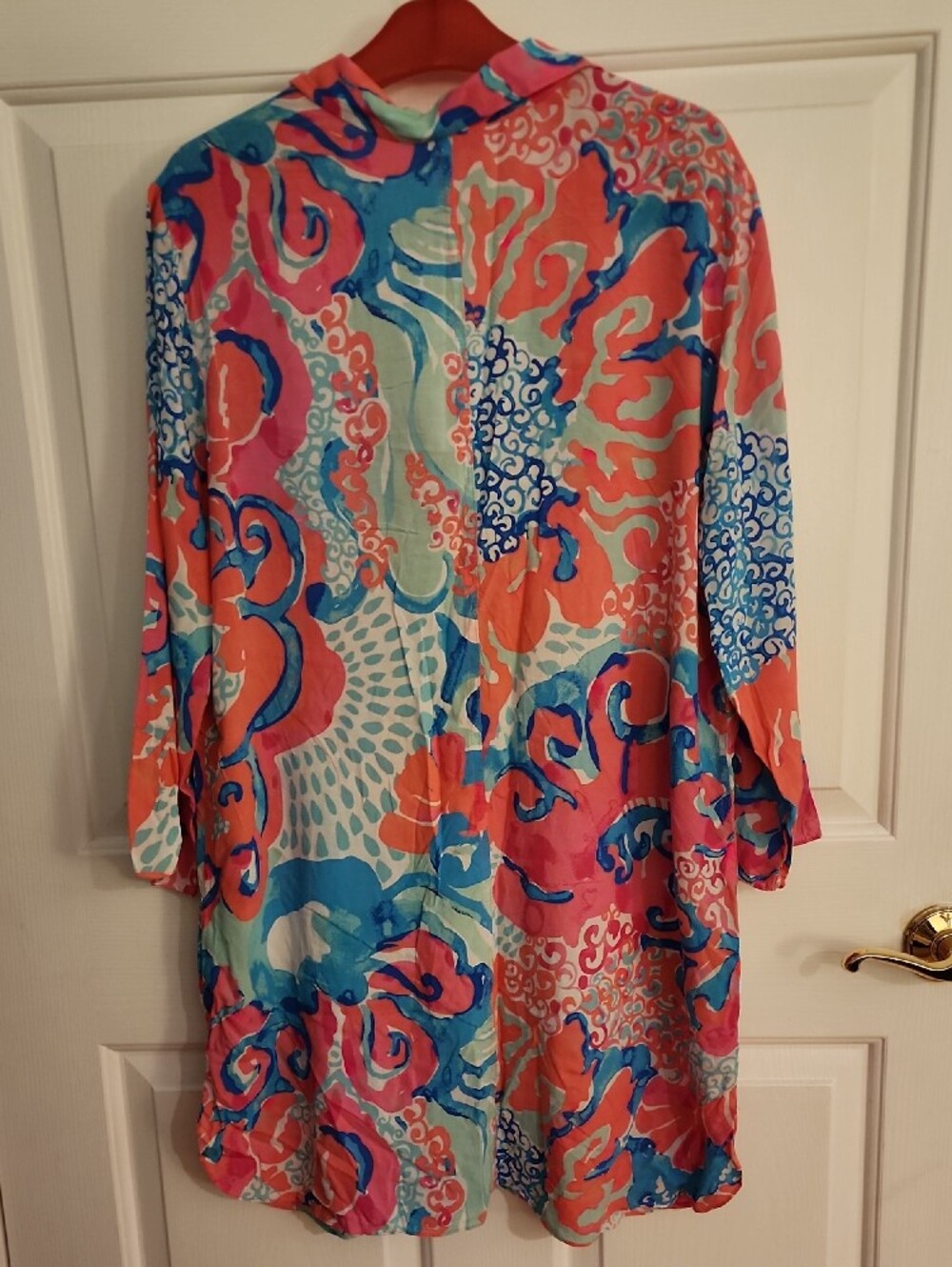 Lilly Pulitzer Coral Reef I'm So Jelly Button-Front Swim Coverup - Picture 4 of 4